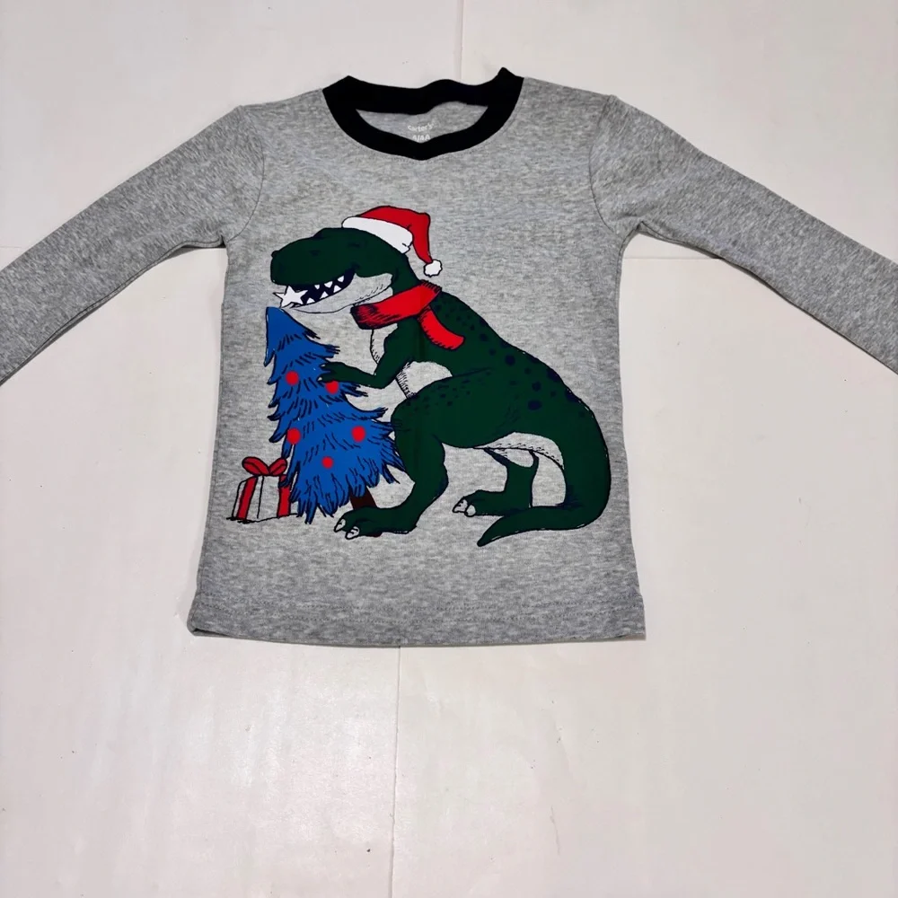 Carter's Dinosaur Holiday Pajama Set - Gray and Navy